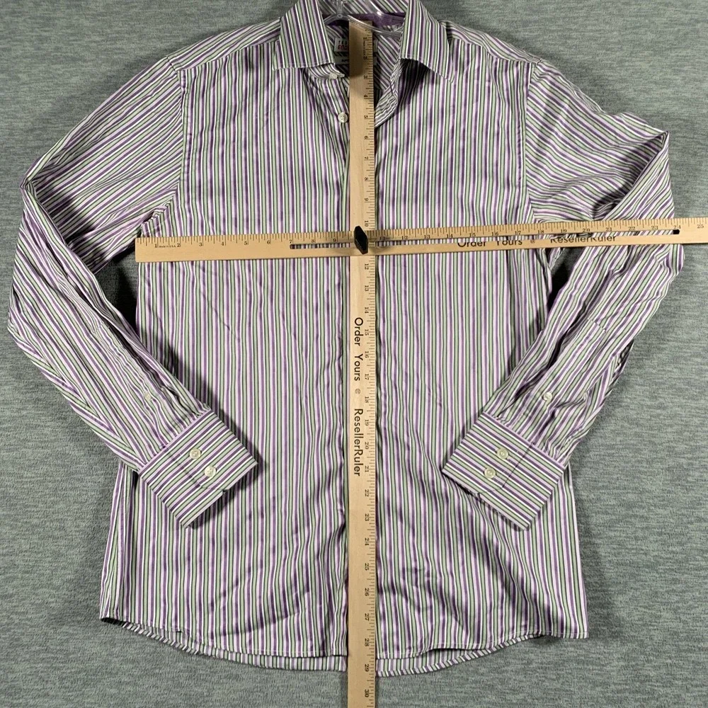 Ted Baker Endurance Dress Shirt‎ Mens 15.5 Purple Striped Long Sleeve Cotton